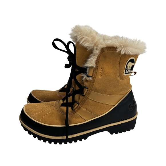 Sorel Shoes - Sorel Tofino Waterproof Winter Snow Boots Curry Black Faux Fur Womens Size 7